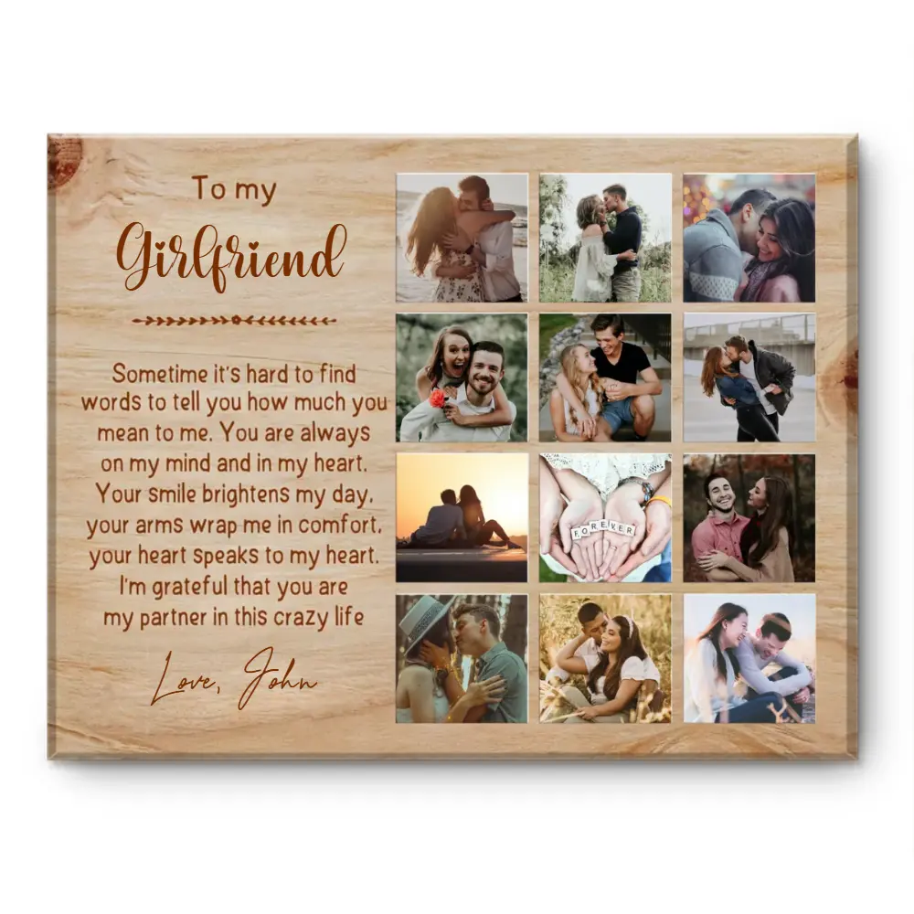 Personalized Couple Photo Collage Canvas - "To My Gorgeous Girlfriend" -  Canvas Wall Art Canvas Decor Poster