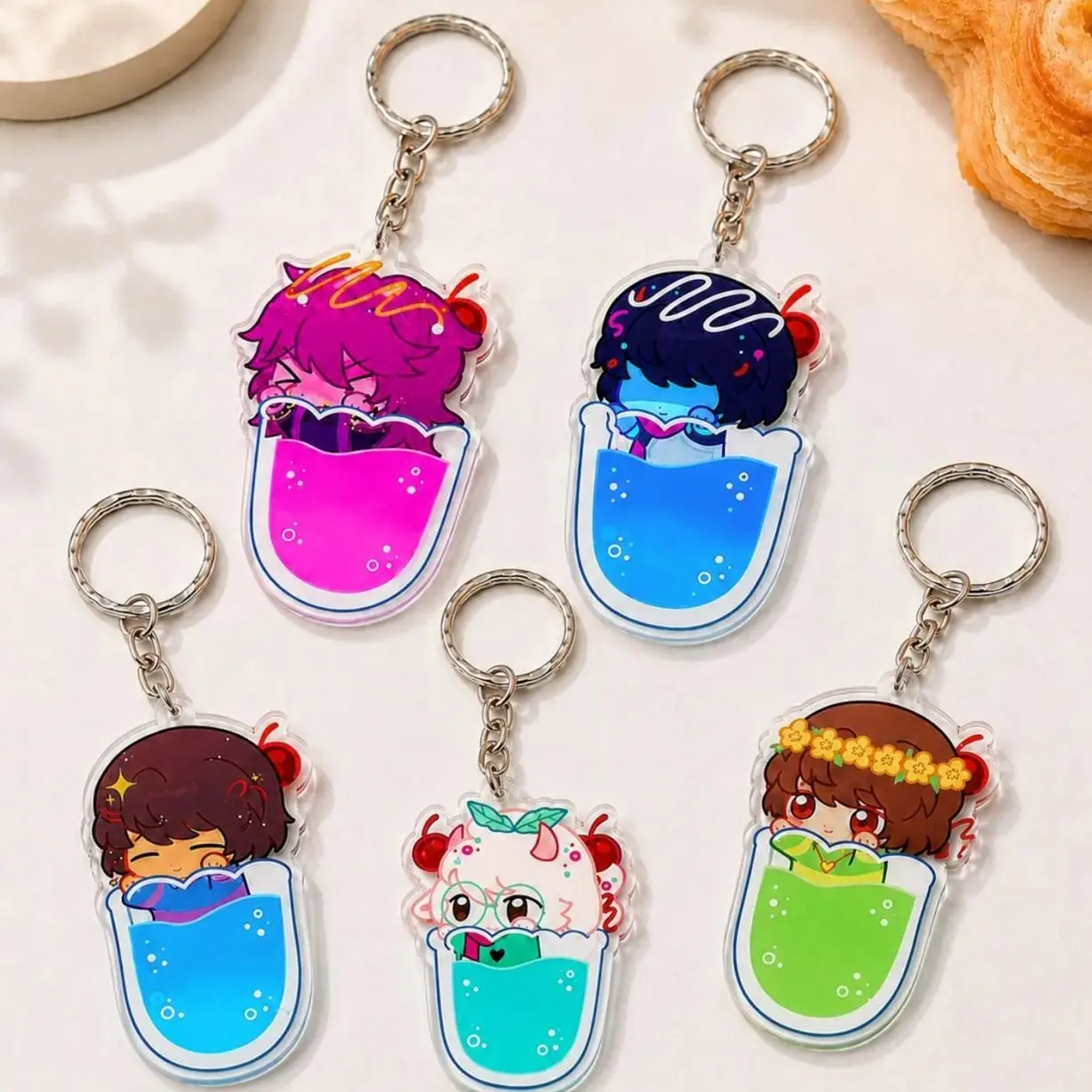 Undertale/Deltarune Soda Acrylic Keychain, Cute Chibi Fan Art Bag Charm