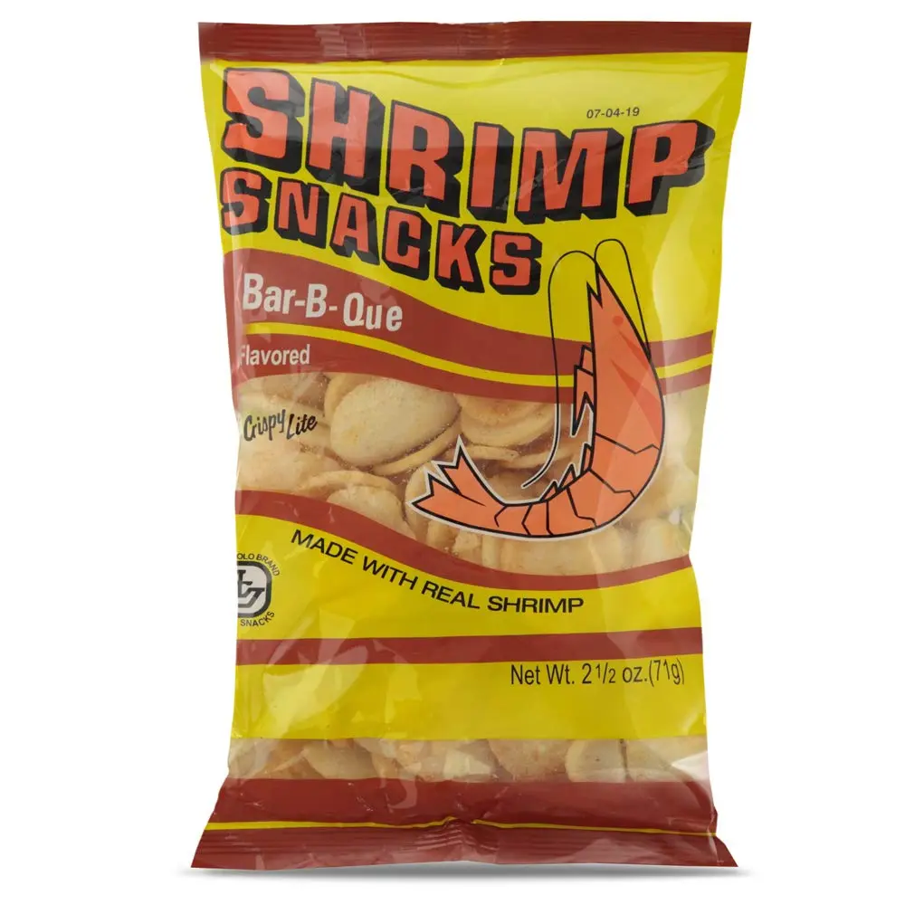Marcopolo Tangy BBQ Flavor Crispy Shrimp Snacks - Puffed Crisps with Egg Ingredients, Light, Airy, 2.5oz Cupboard-Storable Snack
