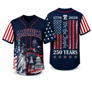 USA 250th Anniversary Baseball Jersey for Men Women, Patriotic Button Down Shirt, America 1776 2026 Short Sleeve V Neck Sports Jersey, 4th of July Independence Day Outfit,jersey,American flag button down jersey,Size S-5XL,clothes,outfits,men's wear