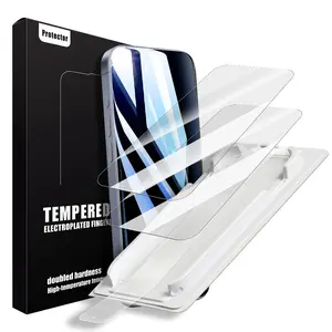 YWZ Transparent Anti-Fingerprint Dust-Free Bubble-Free iPhone Screen Protector for Smartphone Cellphone Casing Protective Cover