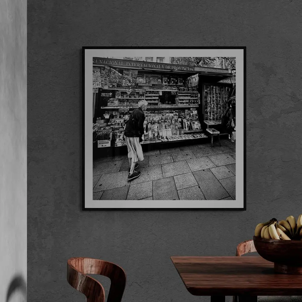 "Old News" Square Photography Print Wall Art, Home Decor Poster for Living Room Bedroom, Home Supplies Wall Decor Print