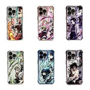 Anime Demon Slayer Plating Case  for iPhone 17, 16, 15, 14, 13, 12, 11 Pro Air Plus ProMax and Samsung S26-S22 Plus shock-absorbing phone cases, fashionable gift. demonslayer edge pad