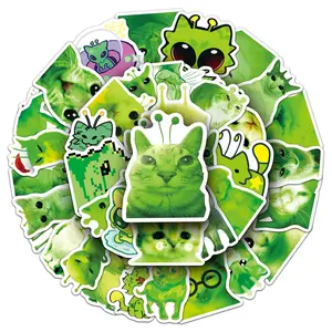 100sheets two sets of repetitive abstract alien cat funny sci-fi cartoon stickers diy scooter guitar personality stickers Cute Animal Stickers