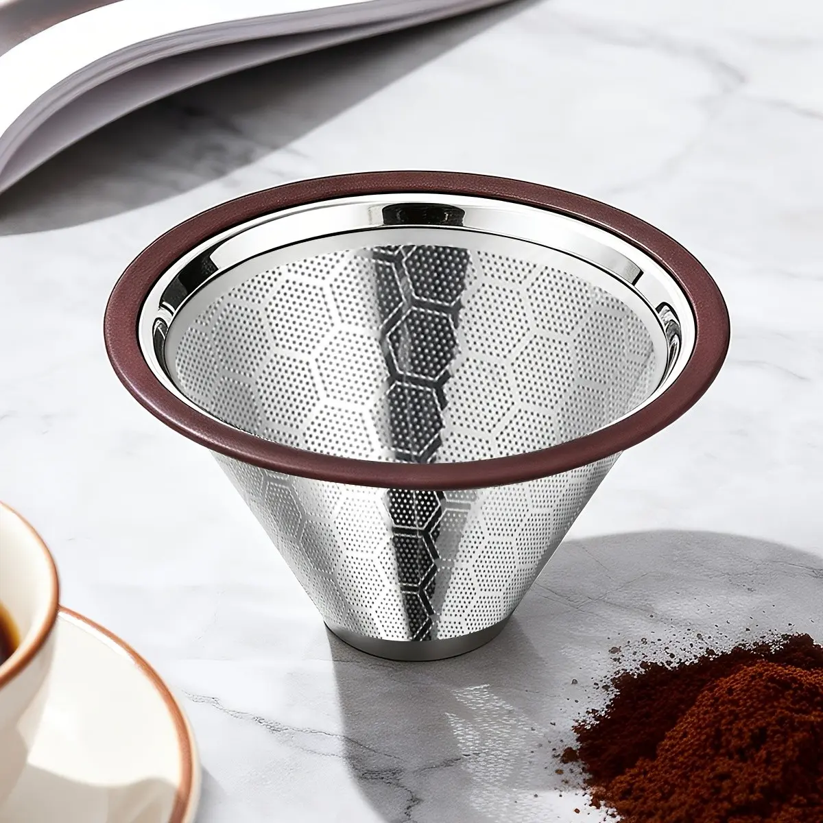Pour over Coffee Dripper, Stainless Steel Filter, Coffee Strainer, Easy to Clean Paperless Convenience Coffee Maker, Reusable Cone Dripper, Best Coffee Maker & Bar Accessories, Kitchenware, Kitchen Gadgets, Home