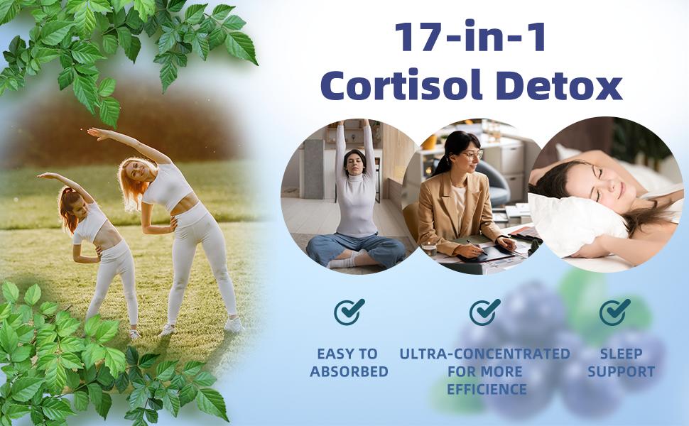 Cortisol Supplement Liquid Drops,cortisol manager, Vitamin B12, 17-in-1 Cortisol Male Detox,ashwagandha,Hormone Balanced for Women,sleep support