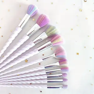 Rainbow Unicorn Makeup Brush Set, spiral handle, low-allergy fiber bristles, high-quality thickened aluminum tube eyeshadow, contour, highlight and eyebrow pencil multi-functional foundation, blush and eyeshadow tools