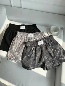 Women's Vintage Worn Branch All-Over Print Loose-Fit Shorts Set, Letter Waistband, Fashionable Summer Shorts, Breathable Summer Gym Shorts, Casual Daily Wear, Breathable Athletic Shorts