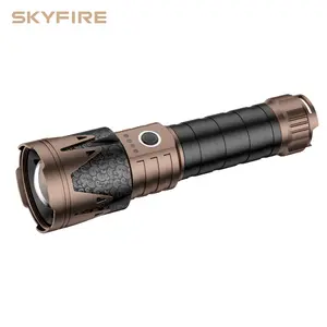 SKYFIRE 2000J Flashlight: Super Bright Rechargeable, 3-in-1 (Light, Fire Starter, Power Bank) for Outdoor Survival & Camping! Shop Now! #SurvivalGear #EmergencyGadget #CampingEssentials