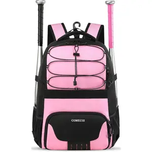 Softball Bag, Lightweight Baseball Backpack with Shoes Compartment, Baseball Bat Bags with Fence Hook for TBall Bat & Equipment, for Batting Mitten, Helmet, for Girls, Boys, Youth, Adults