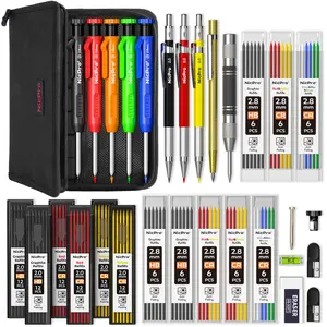 Nicpro 31 Pack Carpenter Pencil Set with Sharpener, Mechanical Carpenter Pencils with 128Pack Refills and Carbide Scribe Tool, Heavy Duty Construction Pencils for Architect Woodworking-With Canvas Case