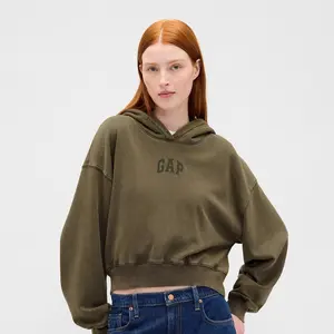 GAP Women's Crop Hoodie - Soft Cozy Oversized Sweatshirt with Hood, Cropped Design, 77% Cotton 23% Polyester, Machine Washable