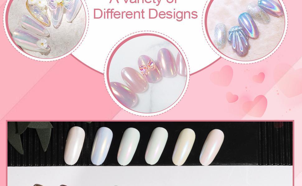16pcs Chrome Mirror Powder Set  Nail Art Accessories, Aurora Rainbow Effect Nail Powder Kit for Craft & Nail Art Fimo, Decoration Iridescent Aurora Mermaid Pigment
