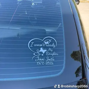 RobinSharp2086 5x6 Premium Vinyl Decal Personalized Memorial Sticker - I Wasn't Ready Heart Design with Butterflies