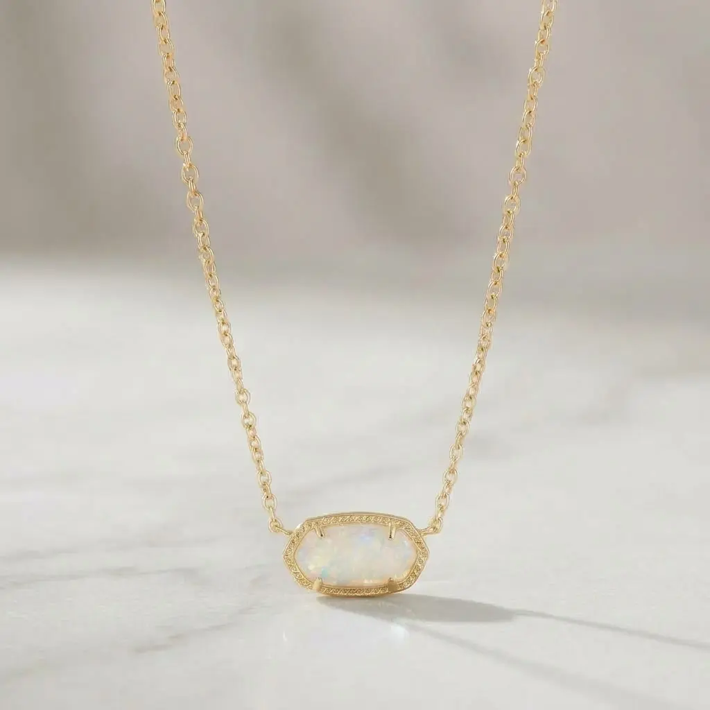 Kendra Scott Elisa Pendant Necklace for Women, 14k Gold-Plated Brass Adjustable Chain Dainty Fashion Jewelry for Daily Wear & Gift