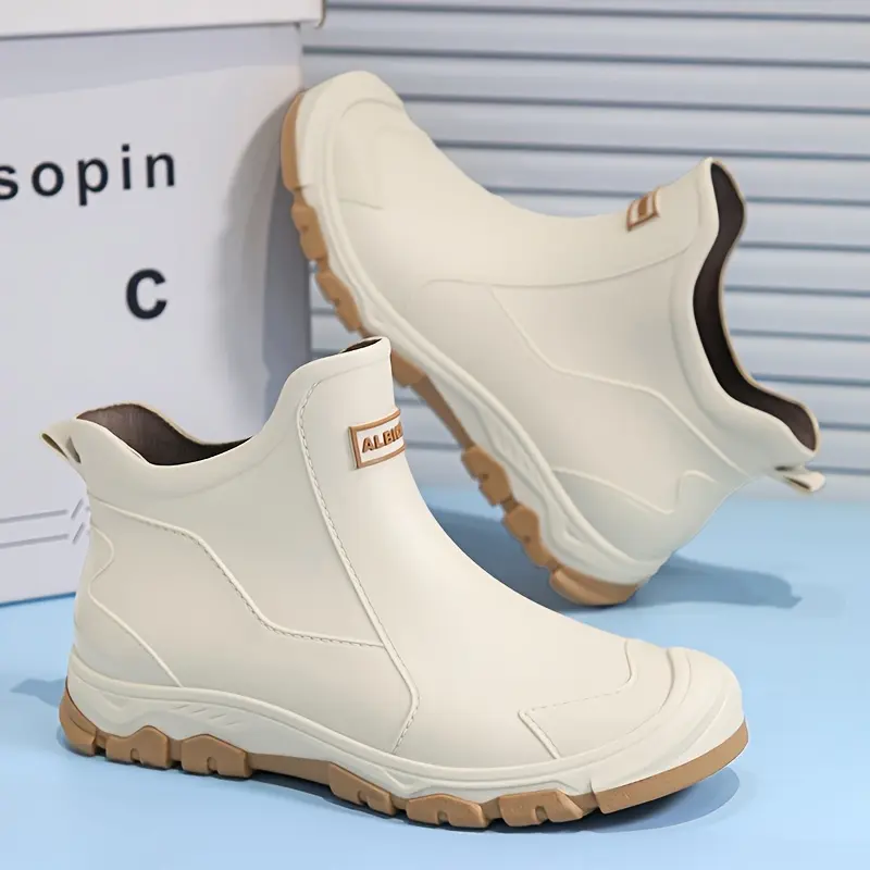 Waterproof Protection| Waterproof Ankle Rain Boots - Non-Slip Rubber Sole, Durable PVC Upper, Comfort Fabric Lining for Outdoor, Car Washing & Kitchen Use, Waterproof Shoes