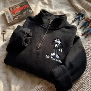 Mr Raccoon Inspired Embroidered Quarter Zip, RE9 Requiem - R.P.D Sweatshirt, Raccoon City Police Department Shirt, Gamer Gift