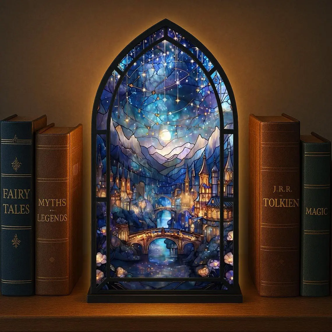 Fantasy Dragon Book Nook with Candle Light, Library Bookshelf Insert, Cozy Glow Booknook for Readers & Fantasy Book Lovers Gift ( No Candle ), Starry Sky Light, Cool Lights, Atmosphere Lighting, Decorative Light