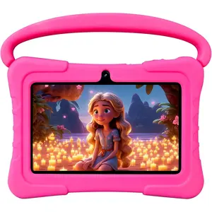 7 inch Tablet with Case,32GB Toddler Tablets Android 13 with WiFi,Dual Camera,Education,Games,Software Pre-Installed,Computer Tablet PC with Age Filters,Parental Controls(Pink)