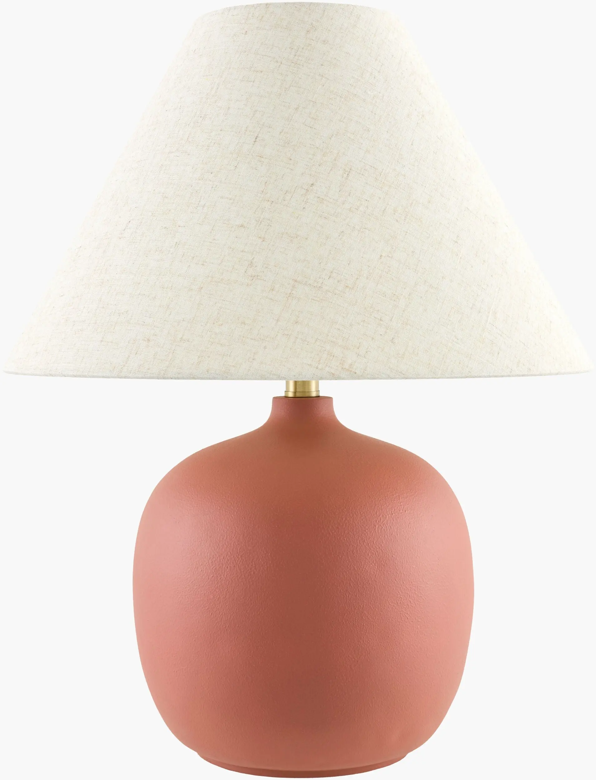 Soft Brick Red Classic Linen-Detail Ambient Table Lamp - Unisex Indoor Decoration Lamp for Bedside, Console Tables, Traditional