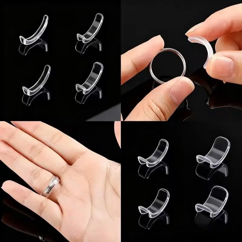 8-Piece Transparent Ring Adjuster Set, Comfortable Invisible Adjustable Ring Adjuster, Spiral Spring Design, Fits Large Rings, Prevents Loss, Protects Jewelry, Convenient Safety