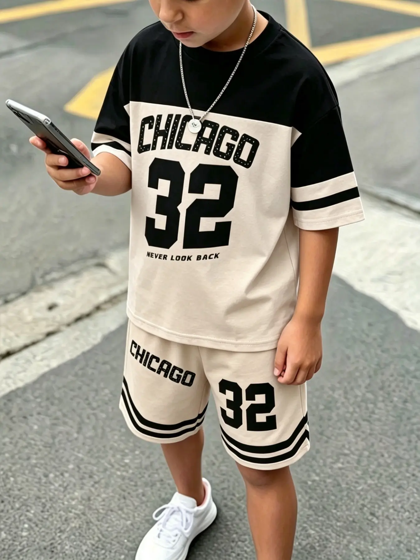 Boys' Fashion Sporty Design Number 32 Print Set, Summer Sports Clothing Set, Sportswear Set, Athletic Set, Active Set, Comfortable Breathable Quick-Dry, Ideal for Summer Activities, Perfect for Spring Fall