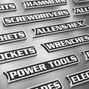 12 Pack 3D-Printed Reusable Magnetic Tool Box Labels, General Tool Box Organizer Accessories for Steel Toolboxes, Carts, Drawers and Cabinets