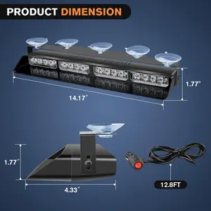 Split Bar Work Lightbar with Controller, Suction Cups, Strobe Light Module – Interior Windshield Deck Light for Trucks, Cars, Truck Accessories, Vehicle Accessories