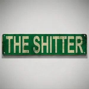 The Shitter Letter Pattern Vintage Metal Sign, Funny Street Sign, Wall Decor for Home Bar Cafe Shop House Pub Yard Garage, Home Decor Signage