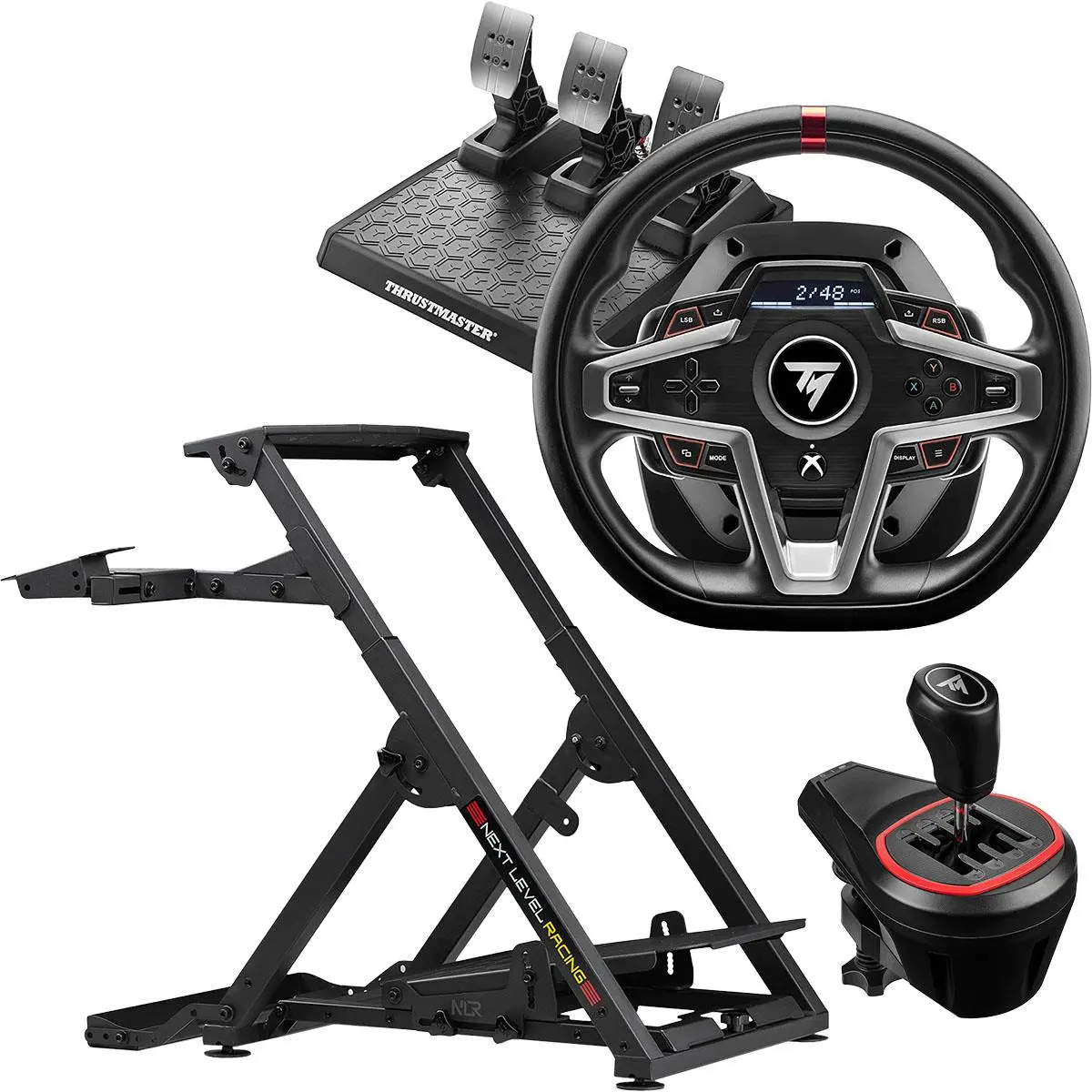 Next Level Racing Wheel Stand 2.0, Bundle with T248 Racing Wheel, T3PM Pedals and TH8S Add-On Shifter