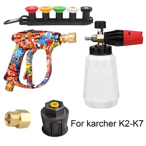 High-pressure Foam Cannon Kit, 1L Large Capacity Foam Sprayer with 5 Nozzles & 1/4" Quick Connect, Multi-functional Car Wash Tool for Efficient Soap Spray & Deep Cleaning
