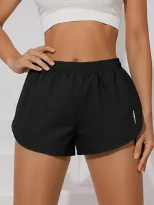 Women's Solid Color Gym Shorts, Breathable Comfortable Skinny Shorts, Ladies Sportswear for Running Gym Workout