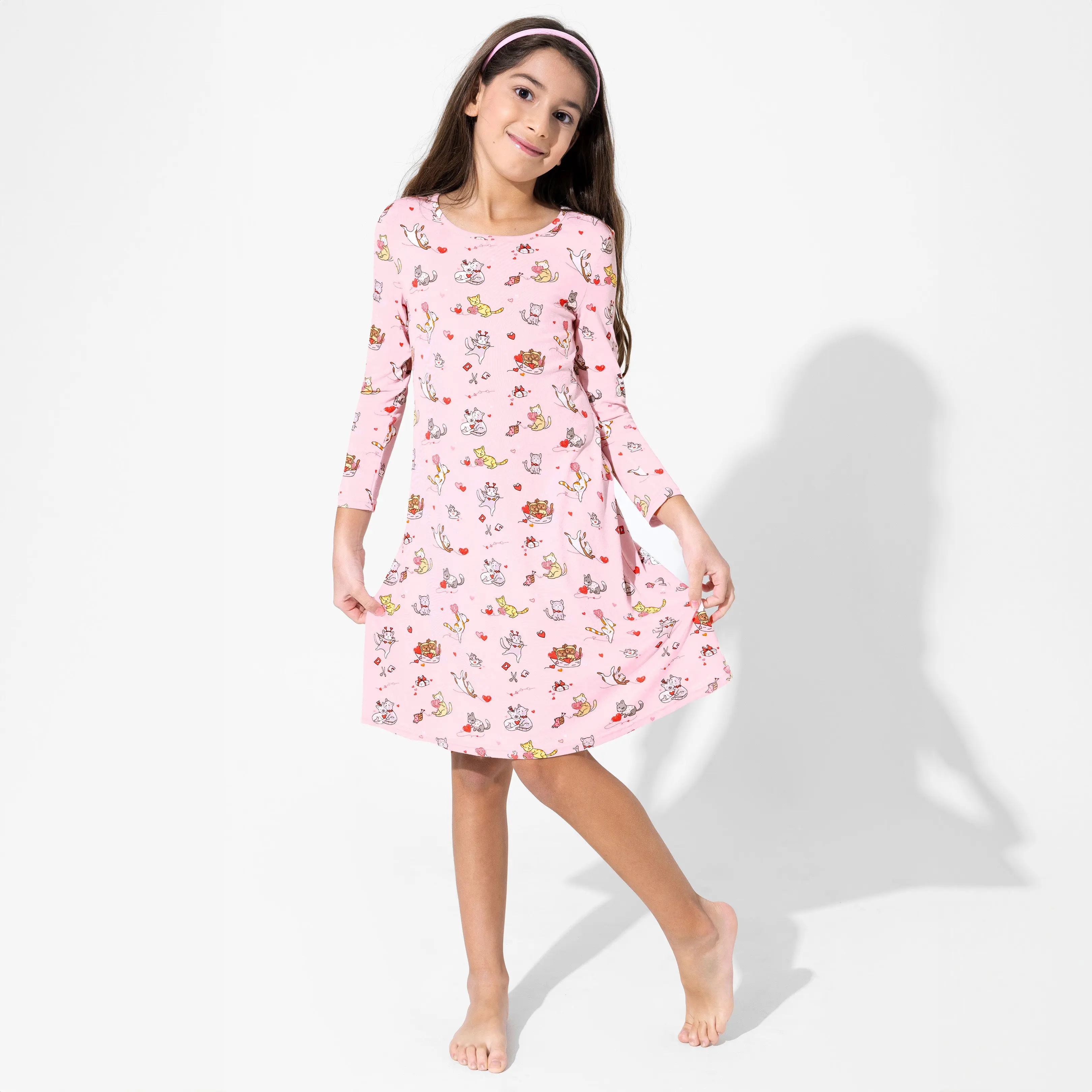 Love Kittens Bamboo Girls' Long Sleeve Dress Love Kittens Bamboo Girls' Long Sleeve Dress