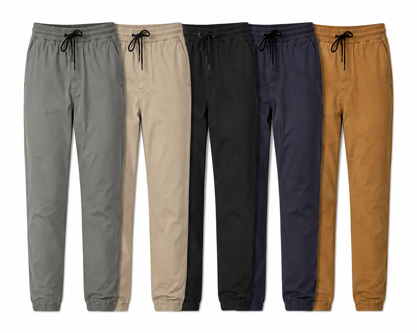 Men's Slim Fit Twill Chino Jogger Pants Elastic Waist Flex Stretch Casual Work School Uniform Pants Lightweight Streetwear Everyday Comfort S-3XL