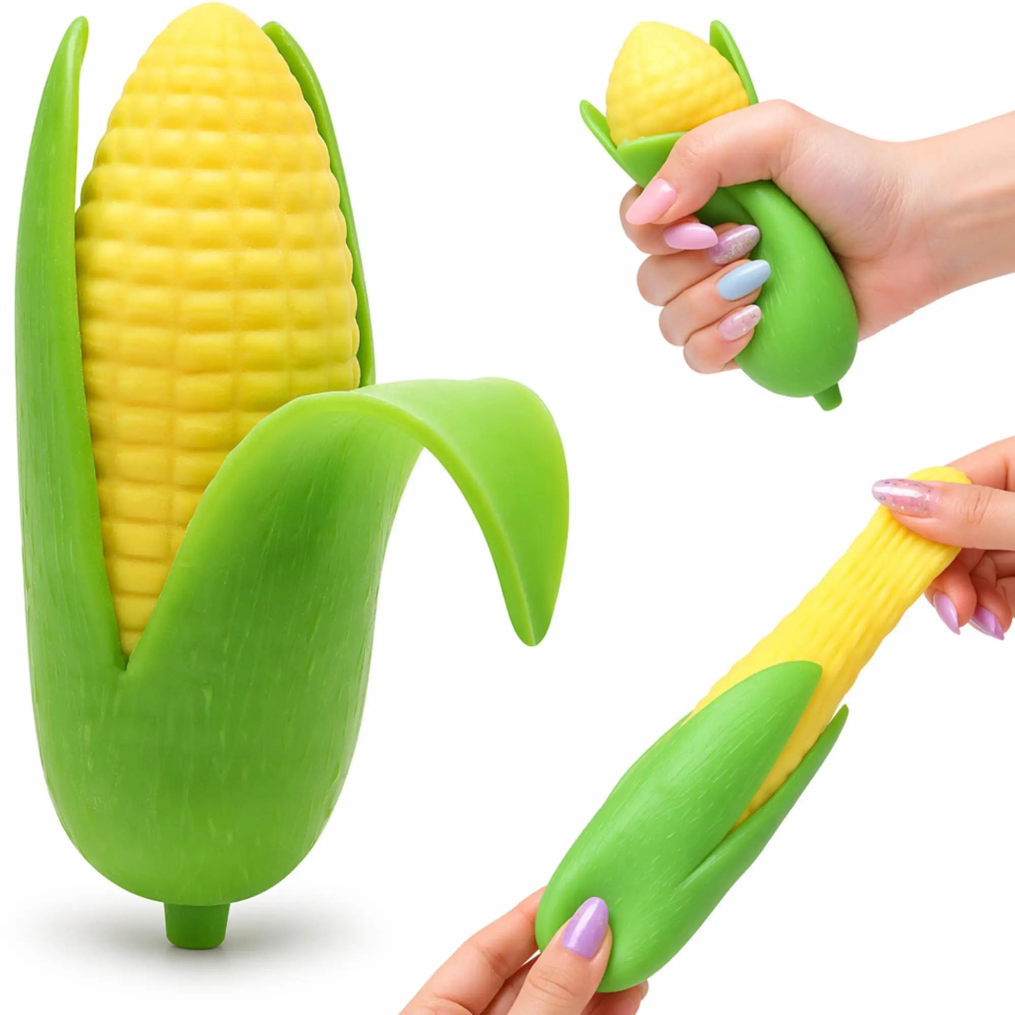 Corn Squishy Fidget Toy, Realistic Corn Cob Stress Relief Squeeze Toy, Soft TPR Sensory Toy for Kids Adults, Funny Fake Food Novelty Gift, Desk Fidget Toy for Home Office Party Favor