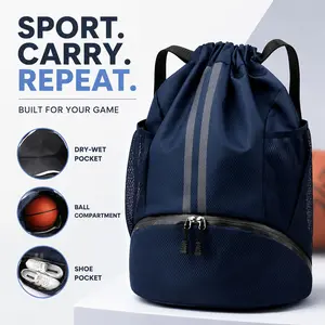 Spring/Summer Sports Backpack with Shoe Compartment 25L, Drawstring Dual Shoulder Bag, Dry Wet Separation, Ideal for Gym, Home Gym, Swimming, Basketball Equipment, Football, Volleyball, Outdoor Sports, Sports Bags