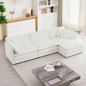 【4 packages delivery】Niccae Modular Sectional Sofa with Reversible Ottoman, L Shaped Convertible Couch Set for Small Space, Oversized Comfy Upholstered Chenille Living Room Furniture cup  holders  of  a living  space  zone  couch