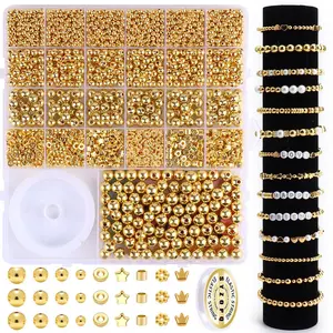 Spacer Beads Set, 26 Grid Gold Spacers, Irregular Shape Jewelry Making Supplies, Perfect for Bracelet & Necklace Crafting