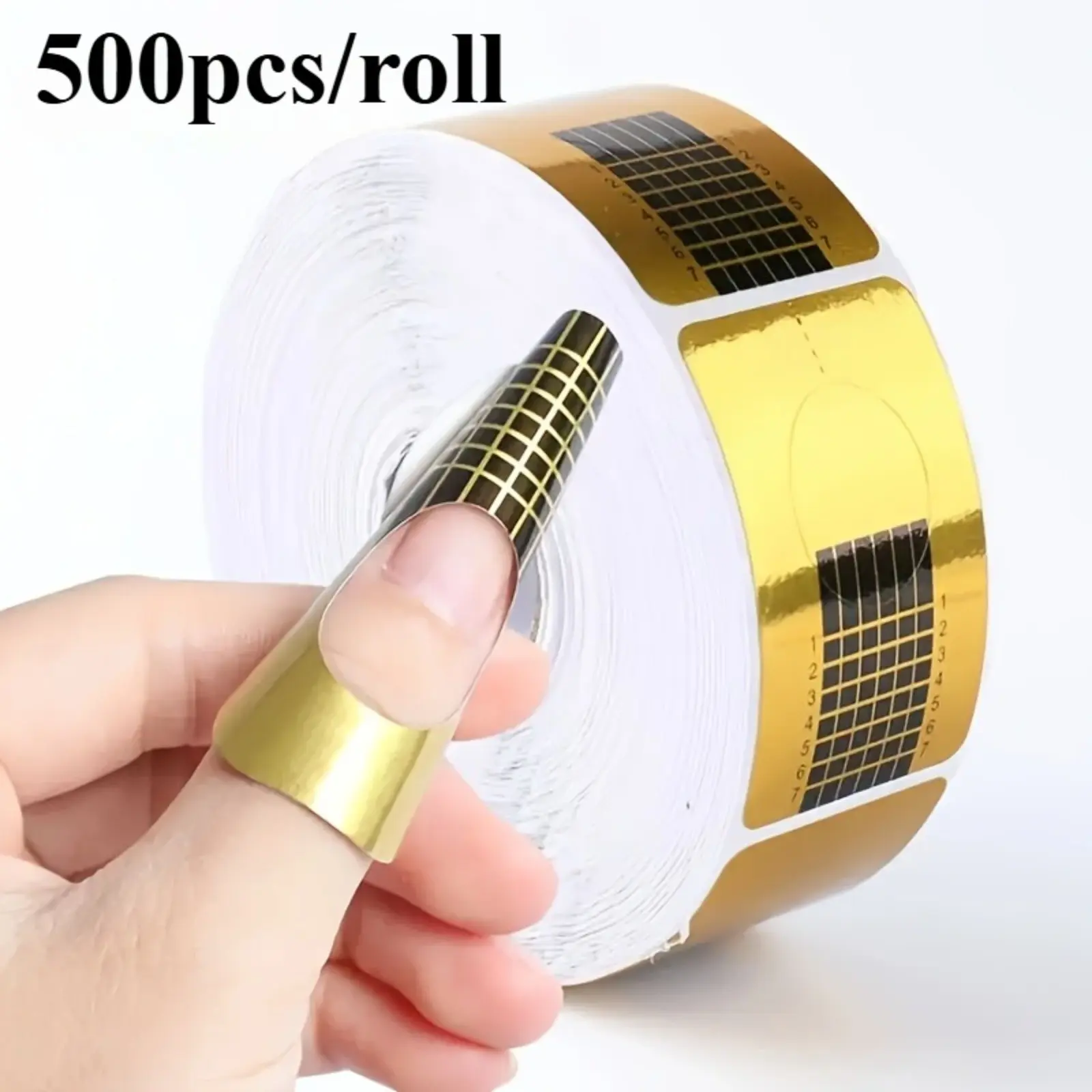 1 Roll of 500 Sheets Nail Extension Paper with Design Stickers, DIY Full Coverage Nail Tips for Reusable Nail Art, Self-Adhesive Nail Supplies, Crazy Nail Art, Wrap Nail Design, Home Nail Art, Nail Art Supply