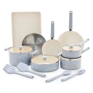 GreenPan Rio Advanced 16pc Ceramic Nonstick Cookware Set Stardew Blue