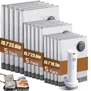 Cordless Compression Travel Vacuum Set 15 Pack -Vacuum Bags for Travel with Rechargeable air Pump,for Luggage and Suitcase