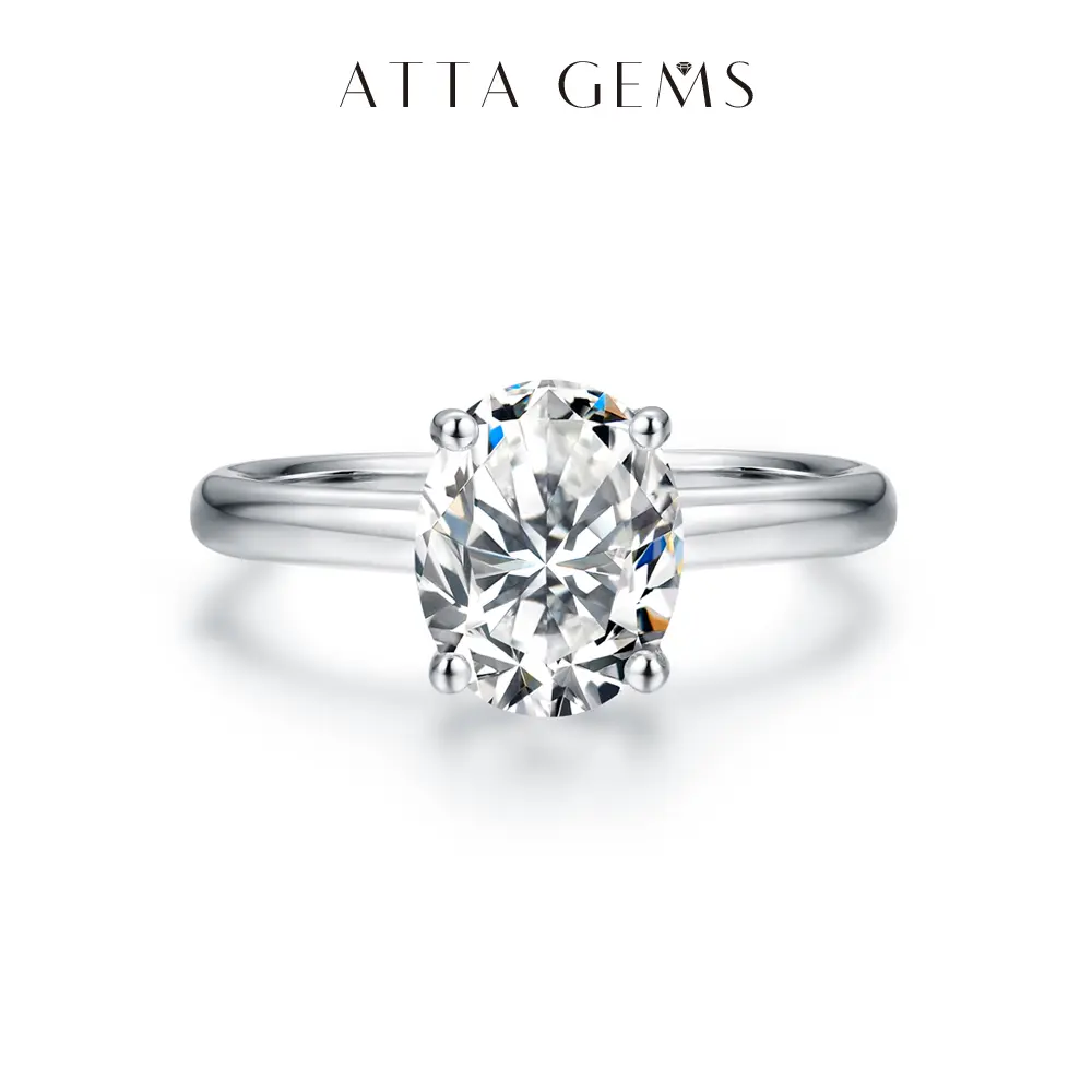 Synthetic Moissanite 2CT Single Stone Solitaire Engagement Ring, 8mm Oval Ice Cutting Classic Design Moissanite Decorated Jewelry Accessory R095 RU06, Moissanite Decorated Ring summerwins tiktokshopbacktoschool