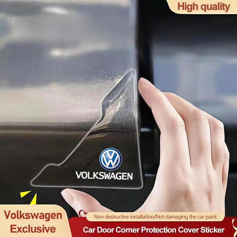 2Pcs Car Door Corner Protector Stickers Decoration For Volkswagen Touran T-ROC Golf Touareg Tiguan Sharan Eos Passat Polo Beetle