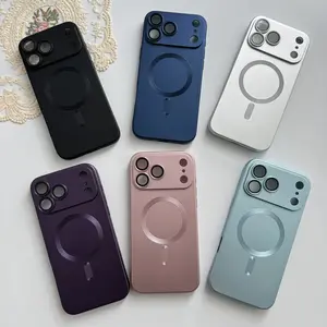Metal Anti-Fingerprint Magnetic Protective Smartphone Casing, Built-in Lens Protector, Wireless Charging & MagSafe Compatible, Full TPU Shockproof, Bare Phone Feel, Anti-Scratch Cellphone Accessory for iPhone/Samsung