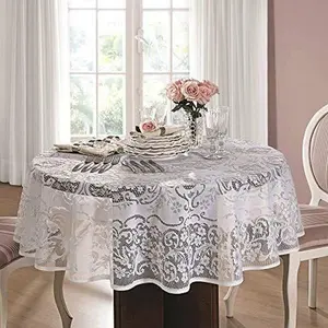 AdonisUSA 62 Inch Round White Lace Tablecloth. - for 4 People Table Seating.