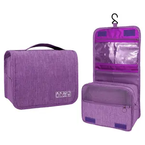 Hanging Toiletry Bag – Waterproof Travel Cosmetic Organizer with Hook, Portable Makeup Case for Women & Men, Purple