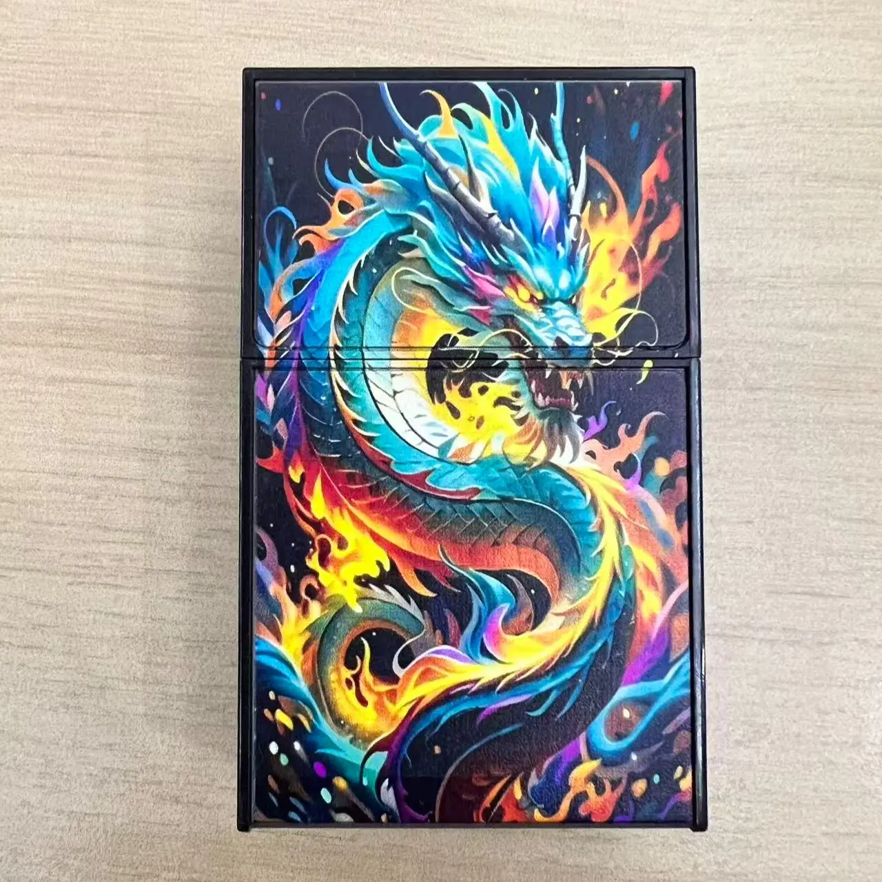Men's Elegant Dragon Design USB Powered Lighter & Cigarette Case Accessory - Durable ABS Resin-Zinc Alloy, Moistureproof, Compact Portable - Adult Gift for Him (Father's Day, Valentine's Day), Accessories, Metal