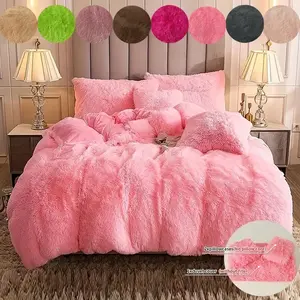 3-Piece Long Pile Fluffy, Includes Fitted Sheet & Two Pillowcases, Soft Furniture Essentials for Cozy Nights at Home, Soft Bedding Sets