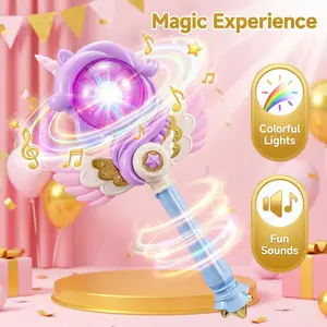 Purple Fantasy LED Light-Up Unicorn Magic Wand Toy - Safe Smooth Grip for Small Hands, Sounds & Music, Princess Role Play Party Birthday Gift for 3-4 Years Old Girls, Ideal for Occasions