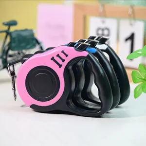 3m Nylon Retractable Leash, No Tangle Leash, Durable Anti-Pull + Emergency Brake Button Pet Automatic Retracting Leash, Dog Walking More Peaceful